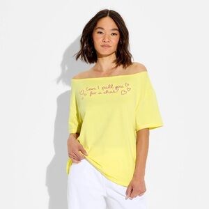 Love Island Yellow Off-Shoulder Tee